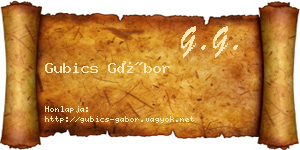 Gubics Gábor névjegykártya