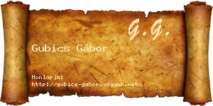 Gubics Gábor névjegykártya